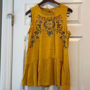 Funky embroidered mustard yellow top